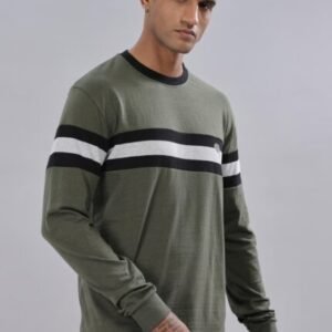 RFS007 || Green & White  || Round Neck Full Sleeve T-Shirt