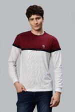 FS008 || Maroon & Grey  || Full Sleeve Round Neck T-Shirt