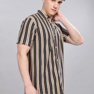 PR3 Shirts 006 – Yellow  Stripes || Half Sleeve Shirt