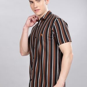 PR3 Shirts 006 – Brown Stripes || Half Sleeve Shirt