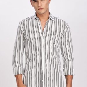 PR3 Shirts 007 – White & Silver Stripes || Full Sleeve Shirt