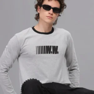 FS002 || Grey Melange || Full Sleeve Round Neck T-Shirt