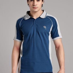 PR3 SS 003 || Navy & Grey Melange || 100% Cotton Polo T-Shirt