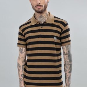 PR38 || Brown Stripes || 100% Cotton Polo T-Shirt