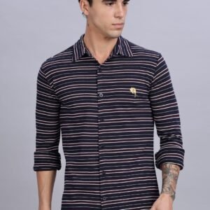 PR3 Shirts 008 – Dark Navy Stripes || Full Sleeve Shirt