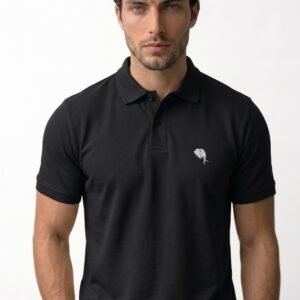 PR3 SS 008 -C||BLACK||100% Cotton Polo T-Shirt